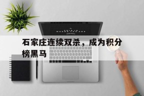 关于石家庄连续双杀，成为积分榜黑马的信息